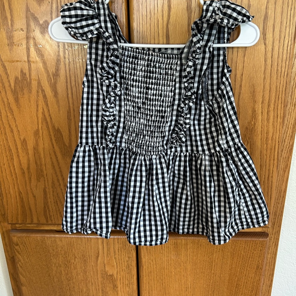 No Boundaries Black and White Checkered Ruffle Top